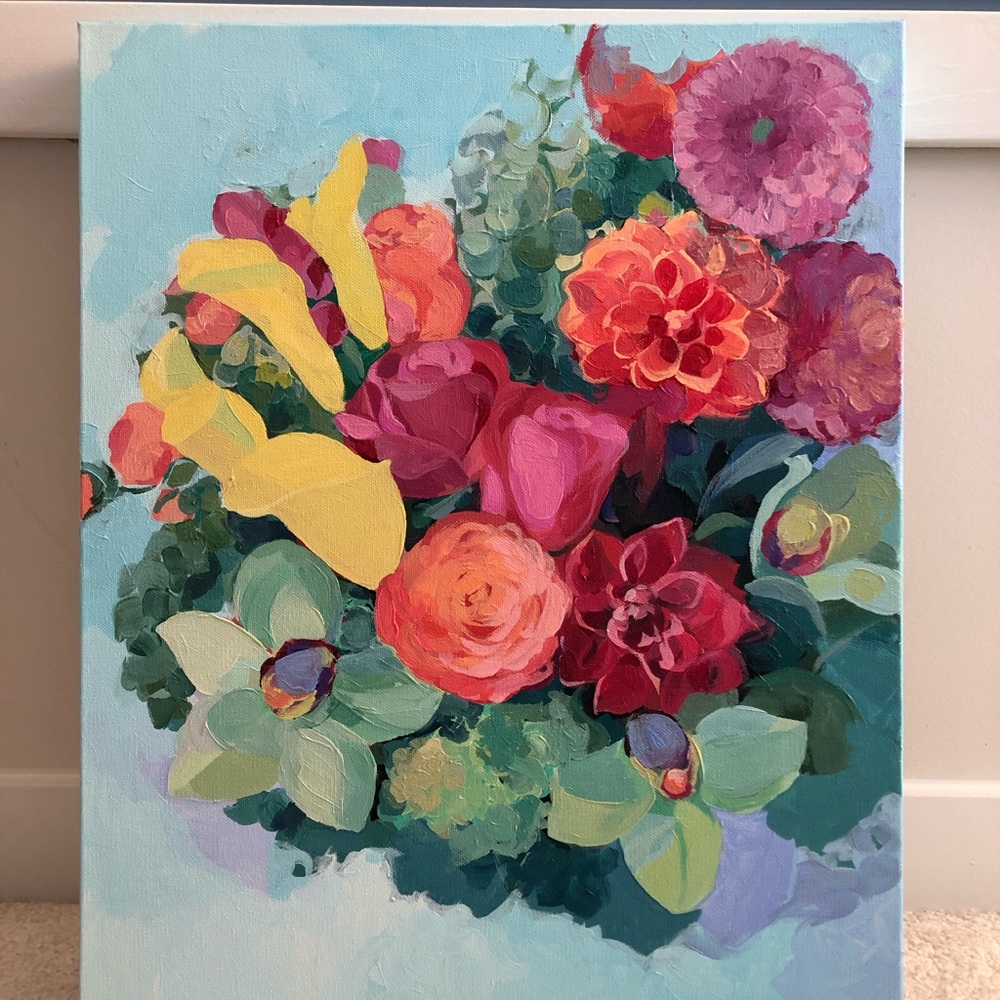 Original acrylic painting of flowers - Picture 3 of 7